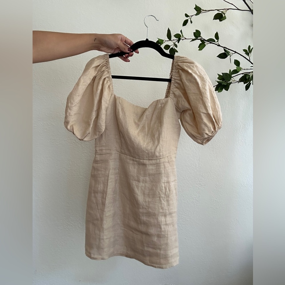 Verge girl linen puff sleeve dress